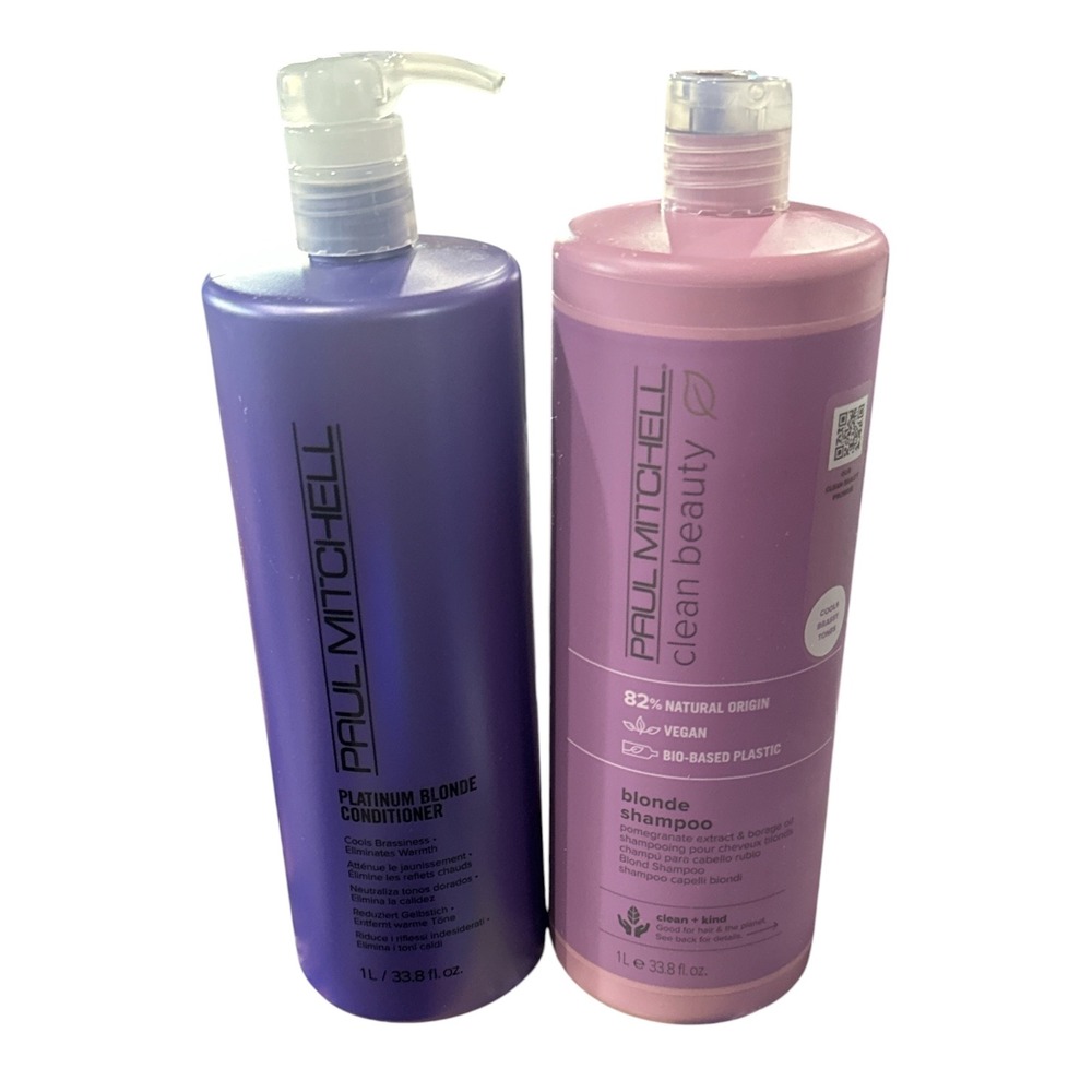 Paul Mitchell Platinum Blonde Conditioner & Clean Blonde Shampoo - Big Bottles